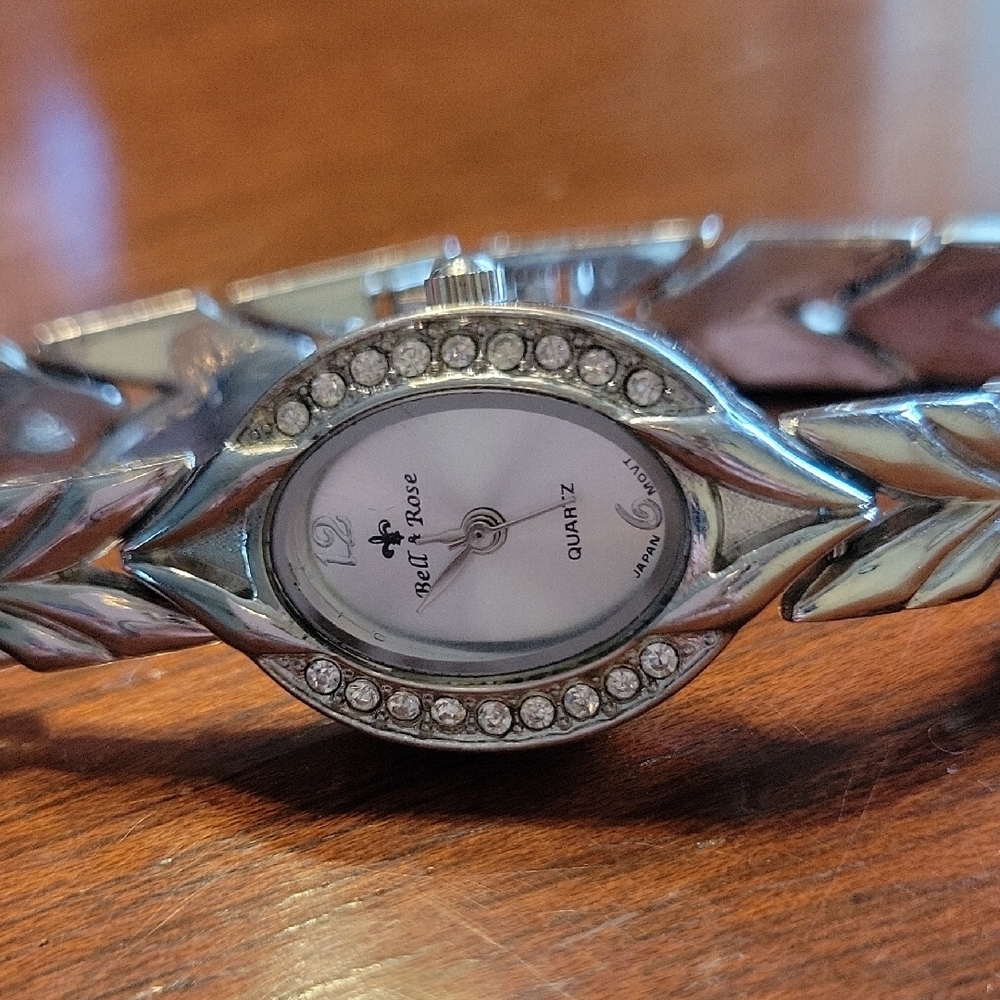 Silver Quartz Watch with Crystal Accents - Picture 2 of 3